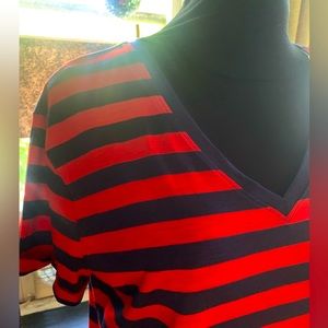 Love & Legend Deep V-neck Rugby Stripe Tee size XL NWT